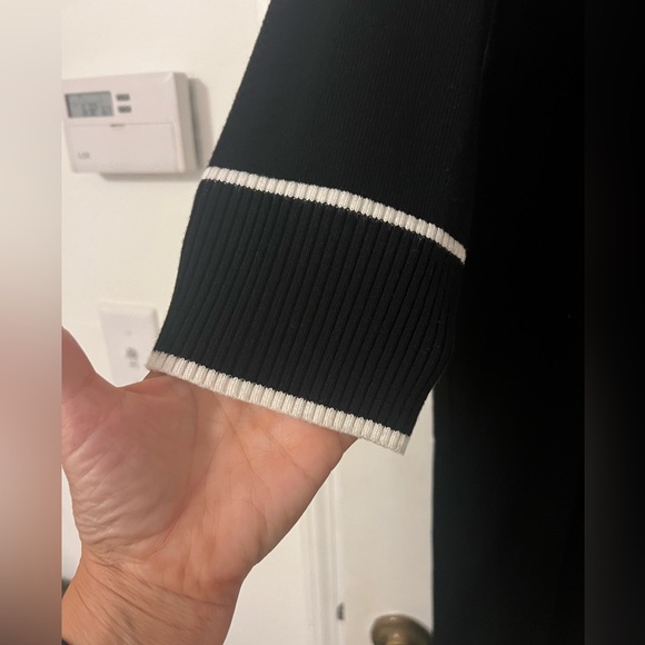 Black Knit Long Cardigan with White Trim size L - Picture 6 of 9